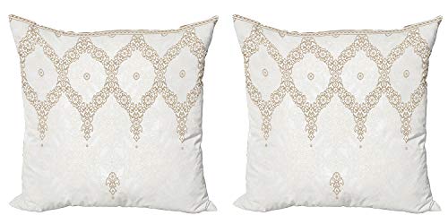 ABAKUHAUS marokkanisch Dekokissen Kissenbezug 2er Pack, Eastern Element Creme, Modern Accent Doppelseitiger Digitaldruck, 40x40, Weiß Umber Kamel ABAKUHAUS marokkanisch Dekokissen Kissenbezug 2er Pack, Eastern Element Creme, Modern Accent Doppelseitiger Digitaldruck, 40x40, Weiß Umber Kamel von ABAKUHAUS