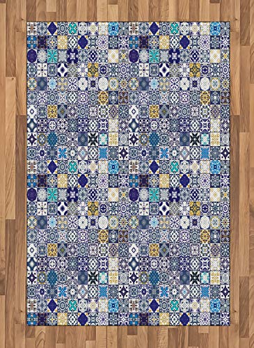 ABAKUHAUS marokkanisch Teppich, Mediterrane Weinlese, Deko-Teppich Digitaldruck, Färben mit langfristigen Halt, 120 x 180 cm, Mehrfarbig von ABAKUHAUS