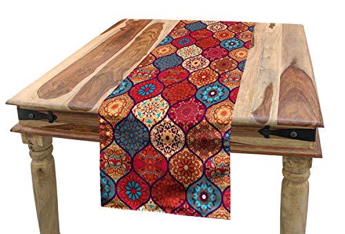 ABAKUHAUS marokkanisch Tischläufer, Oriental Wellig Natur, Esszimmer Küche Rechteckiger Dekorativer Tischläufer, 40 x 225 cm, Rot Kamel von ABAKUHAUS
