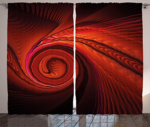 ABAKUHAUS rot Rustikaler Vorhang, Surreal Waves Spiral Kunst, Wohnzimmer Universalband Gardinen mit Schlaufen und Haken, 280 x 245 cm, Rot von ABAKUHAUS