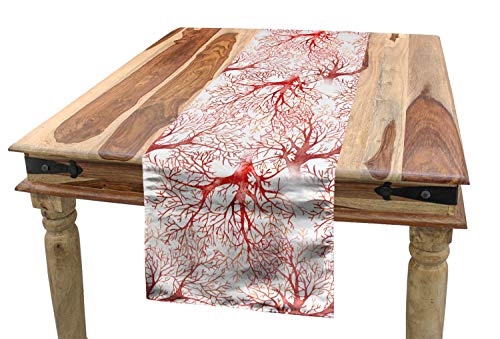 ABAKUHAUS rot Tischläufer, Aquarell Branchs Fall, Esszimmer Küche Rechteckiger Dekorativer Tischläufer, 40 x 225 cm, Dunkle Koralle von ABAKUHAUS