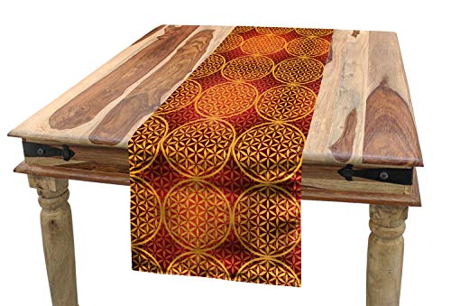 ABAKUHAUS viktorianisch Tischläufer, Blume Mittelalterliche Töne, Esszimmer Küche Rechteckiger Dekorativer Tischläufer, 40 x 225 cm, Rot Orange von ABAKUHAUS