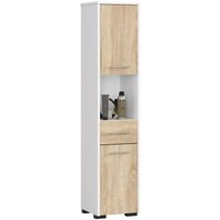 Abamihome - Badezimmersäule akord fin Weiß 30 cm 2 Türen Schublade 5 Ebenen Front Sonoma-Eiche B30 x H140 x T30 cm Abamihome - Badezimmersäule akord fin Weiß 30 cm 2 Türen Schublade 5 Ebenen Front Sonoma-Eiche B30 x H140 x T30 cm von ABAMIHOME