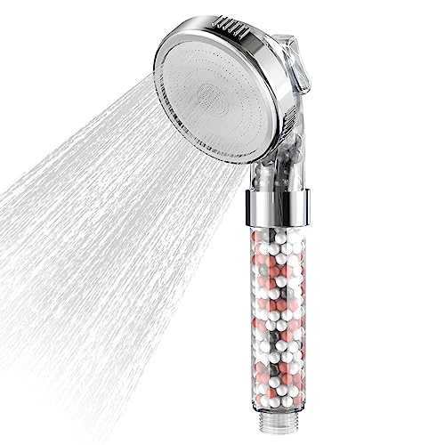 ABAOABAO Duschkopf mit dreifachem Filtrationssystem und Wassersparfunktion, Wassersparend Duschbrause mit Mineralsteinen Ionen Handbrause Druckerhöhung Shower Head, Brausekopf Dusche 3 Strahlarten von ABAOABAO