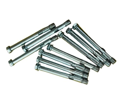 ABAZO 10 Stk. Schwerlastanker Schwerlastdübel Keilanker Bolzenanker verzinkt Zulassung in Industriequalität Ankerbolzen Keilanker Schwerlastdübel Universeller Hülsenanker (12x180mm Nuss) von ABAZO