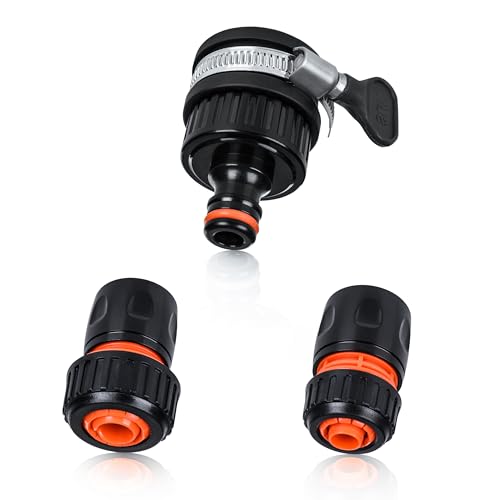 ABAZO Universal Adapter Wasserhahn Gartenschlauch - Verstellbar 22mm-24mm - Wasserhahn Schlauchadapter - Wasserhahn mit Schnellverbinder für 1/2" und 3/4" Schläuche - Auslaufsicher - Langlebig von ABAZO