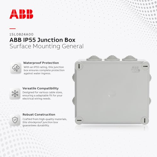 ABB 1sl0824 a00 Gehäuse, Europa Serie, IP55 Wer, Film 650Â ° C, Abzweigdose, 135 mm, 160 mm, 77 mm, TPU, Grau, Grey, 1 von ABB