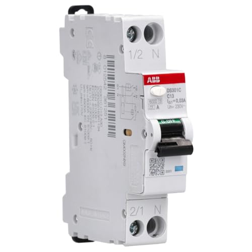 ABB DS301C C13 A30 FI/LS-Schalter RCBO 6kA, 1P+N, Typ A, C13, 30mA 1 Teilungseinheit C-Charakteristik 2CSR255163R1134 von ABB