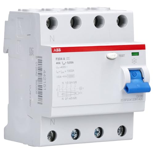 ABB F204 A-40/0.03-L Fehlerstrom-Schutzschalter 4P Typ A 30 mA 40 A 2CSF204123R1400 ABB F204 A-40/0.03-L Fehlerstrom-Schutzschalter 4P Typ A 30 mA 40 A 2CSF204123R1400 von ABB