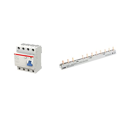 ABB F204 a-25/0,03 Carat. & 2CDL231002R1012 Dreiphasen-Sammelschiene 12 Mod, Querschnitt 10 mm², Weiß von ABB