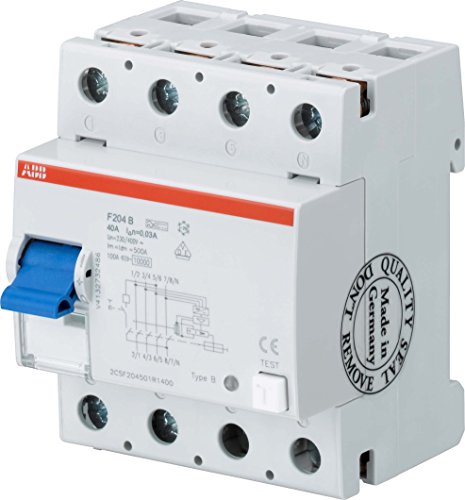 ABB F204B-80/0.03 4-polige Fehlerstromgeräte RCD, 80 A Strom 63 A Strom, 30 mA (2CSF204501R1800) von ABB