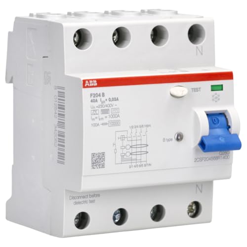 ABB F204B-40/0,03 Fehlerstrom-Schutzschalter 4P Typ B 30 mA 40 A 2CSF204568R1400 von ABB