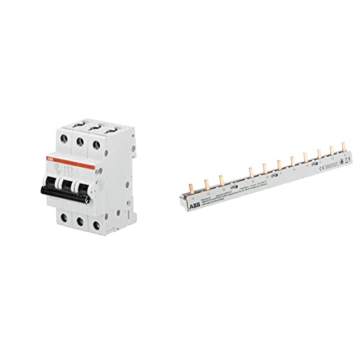 ABB S203-C20 Sicherungsautomat 20A & 2CDL231002R1012 Dreiphasen-Sammelschiene 12 Mod, Querschnitt 10 mm², Weiß von ABB