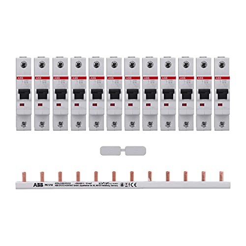 ABB Set 12x S201-B16 Leitungsschutzschalter + 1x PS1/12 Phasenschiene + 1x PS-END Endkappen ABB Set 12x S201-B16 Leitungsschutzschalter + 1x PS1/12 Phasenschiene + 1x PS-END Endkappen von ABB