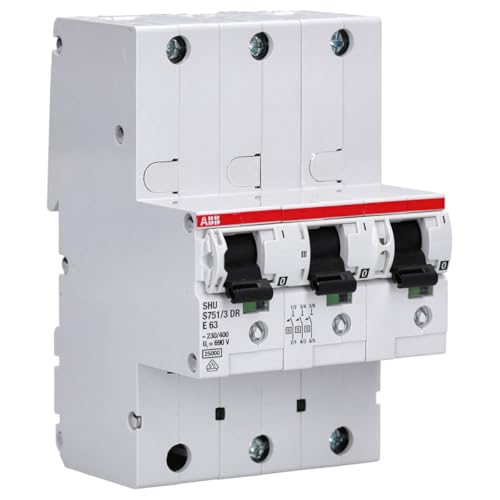 ABB S751/3DR-E63 SLS-Schalter 63A 3-polig – selektiver Haupt-Sicherungsautomat E-Charakteristik 25kA für Hutschiene S750DR-Serie 2CDH781001R2632 von ABB