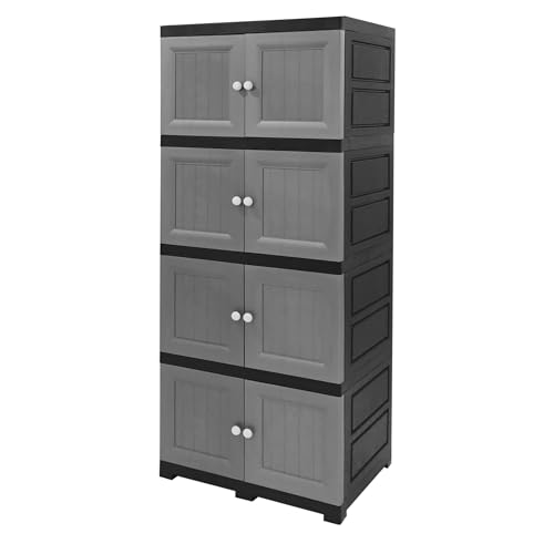 ABBAware Mehrzweckschrank mit einrastenden Klapptüren, Lagerschrank 68x48x176cm mit 4 extra großen Fächern, Stabile Ausführung 20kg pro Fach, schöner Allzweck-Aufbewahrungsschrank/Werkzeugschrank von ABBAware