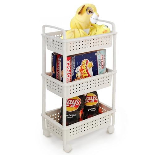 ABBAware Rollwagen mit 3 Körben, 40 x 30 x 74 cm Kunststoff Weiß - Ablagefachwagen/Aufbewahrungswagen mit Rollen für Küche, Bad, Wohnzimmer ABBAware Rollwagen mit 3 Körben, 40 x 30 x 74 cm Kunststoff Weiß - Ablagefachwagen/Aufbewahrungswagen mit Rollen für Küche, Bad, Wohnzimmer von ABBAware