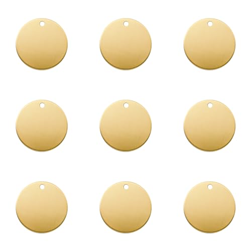 ABBECIAO Messing-Stempelrohlinge, 0,2 cm dick, Kreis-Etiketten, entgratete Kanten für Metallstempeln und Schmuckherstellung, mit einem Loch, 10 Stück ABBECIAO Messing-Stempelrohlinge, 0,2 cm dick, Kreis-Etiketten, entgratete Kanten für Metallstempeln und Schmuckherstellung, mit einem Loch, 10 Stück von ABBECIAO