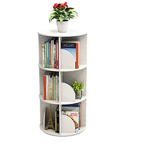 ABBNIA 360° rundes, drehbares Bücherregal, Bücherregal für kleine Räume, Eck-Bücherregal, 1–6 Etagen (weiß 97 cm) (weiß 97 cm) von ABBNIA
