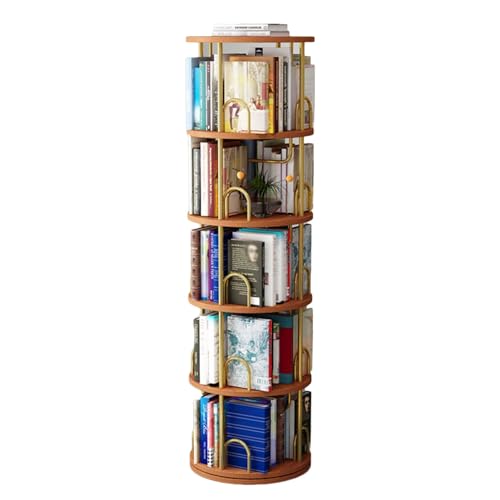 ABBNIA 5-stufiges drehbares CD-Aufbewahrungsregal, um 360° drehbares Bücherregal, Ausstellungsregal, bodenstehendes Bücherregal, geeignet für Büro/Zuhause (Farbe: Stil 1) (Stil 3 Einheitsgröße) von ABBNIA