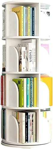 ABBNIA Bücherregal, drehbares Bücherregal, multifunktionales, um 360 Grad drehbares Bücherregal, bodenstehendes Eckregal, Lagerregal für Zuhause, Wohnzimmer, Büro (Farbe: Weiß, Größe: 50,5 x 128 cm) von ABBNIA