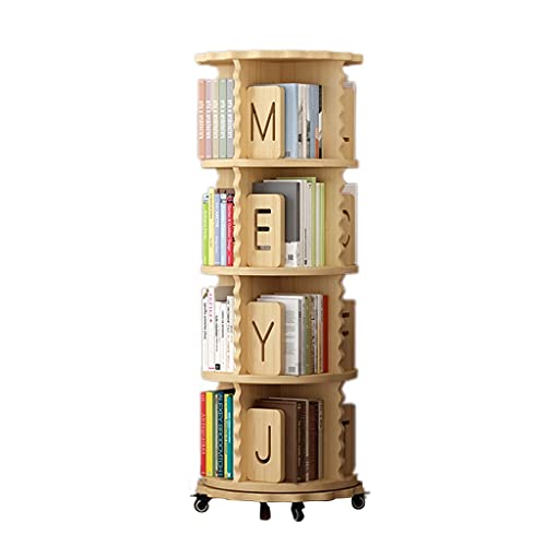 ABBNIA Bücherregal für Kinder, weckt das Interesse der Kinder am Lesen, um 360° drehbares mehrschichtiges Bücherregal, höhenverstellbar (Holz 50,5 * 190 cm) (Holz 50,5 * 128 cm) von ABBNIA