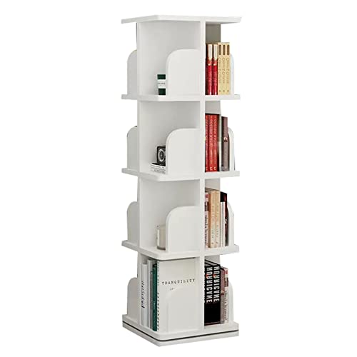 ABBNIA Bücherregale, um 360° drehbares Bücherregal, Wohnzimmer-Bodenregal, Studenten-Bücheraufbewahrung, Bücherregal, Regal (weiß, 5 Schichten (39 x 162 cm)) (weiß, 4 Schichten (39 x 131 cm)) von ABBNIA