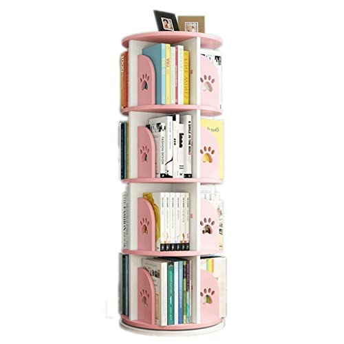 ABBNIA Drehbares Bücherregal im einfachen Stil, bodenstehend, einfacher Bilderbuchständer für Kinder im Wohnzimmer, Heimbüro (Farbe: Rosa, Größe: 40 x 143 cm) (Rosa 40 x 115 cm) von ABBNIA