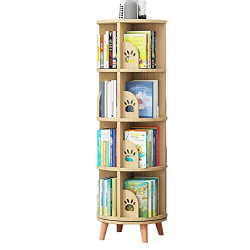 ABBNIA Höhenverstellbares Bücherregal für Kinder, platzsparendes drehbares Bücherregal, weckt das Interesse der Kinder am Lesen, Gute Stabilität (Holz 46 * 77 cm) (Holz 46 * 141 cm) von ABBNIA