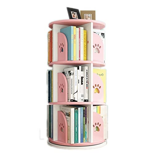 ABBNIA Rotierendes Bücherregal im einfachen Stil, bodenstehend, einfacher Bilderbuchständer für Kinder im Wohnzimmer, Heimbüro (Farbe: Rosa, Größe: 40 x 143 cm) (Rosa 40 x 87 cm) von ABBNIA