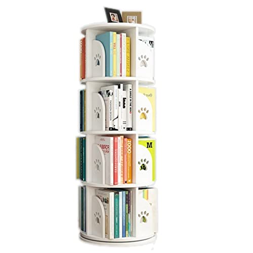 ABBNIA Rotierendes Bücherregal im einfachen Stil, bodenstehend, einfacher Bilderbuchständer für Kinder im Wohnzimmer, Heimbüro (Farbe: Rosa, Größe: 40 x 143 cm) (weiß 40 x 115 cm) von ABBNIA