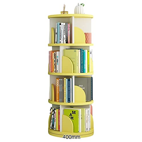 ABBNIA Um 360 Grad drehbares Bücherregal, Wohnzimmer und Heimbüro, hohe freistehende Bücherregale, Organizer, CD-Regal (Farbe: Grün, Größe: 40 x 129 cm) (Gelb 40 x 129 cm) von ABBNIA