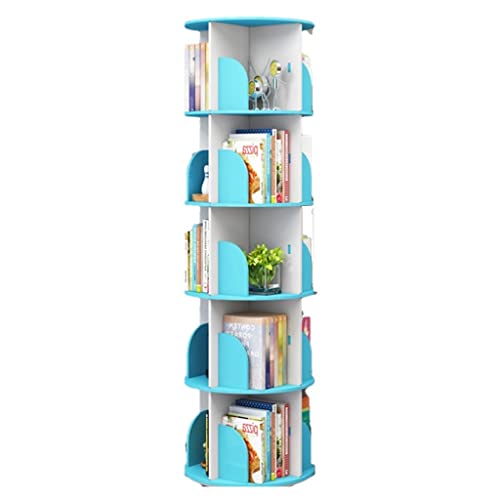 Bücherregal mit 3/4/5 Regalen, drehbares weißes Bücherregal, multifunktionales Bodenregal, Präsentationsregal, Organizer, Regale für das Heimbüro (Farbe: Rosa, Größe: 40 x 128 cm) (blau 40 x 159 cm) von ABBNIA