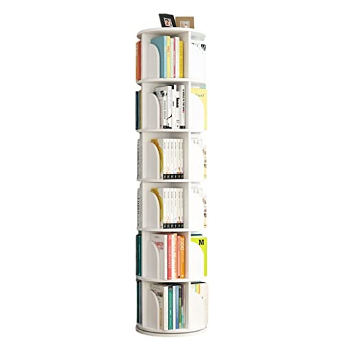 Bücherregale, drehbares weißes Bücherregal um 360 Grad, kreatives drehbares Bücherregal um 360 Grad, Bücherregal für Studenten und Bücherregale (Farbe: Weiß, Größe: 50,5 x 128 cm) (weiß 50,5 x 190 cm) von ABBNIA