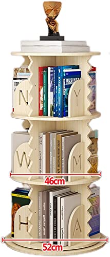 Drehbares Bücherregal aus massivem Holz, um 360° drehbar, für Wohnzimmer, Boden, Bücherregal, Heimbüro, Eck-Hochschrank, modern und Design (Farbe: Braun, Größe: 52 x 202 cm) (Braun 52 x 103 cm) von ABBNIA
