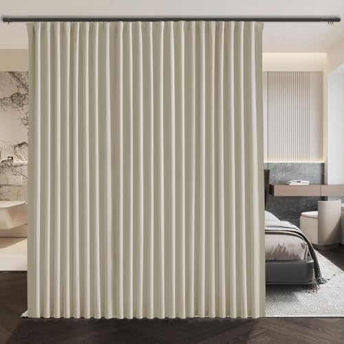 ABBRIGE Extra breite Verdunkelungsvorhänge Raumtrenner Schalldicht - Boden bis Decke Vorhang für Deckenschiene oder Stange mit Haken - Sichtschutz Raumteiler Vorhänge für Wand Deckenmontage Schiene, 1 von ABBRIGE