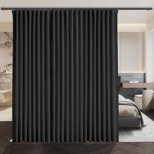 Extra breite Verdunkelungsvorhänge Raumtrenner Schalldicht - Boden bis Decke Vorhang für Deckenschienensystem oder Stange mit Haken - Sichtschutz Raumteiler Vorhänge für Wand Deckenmontage Schiene, 1 von ABBRIGE