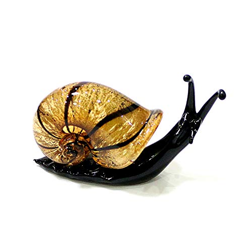 Murano Glas Schnecke Mini Figuren Silberfolie Handwerk Ornamente Niedliche Tierkollektion Home Garten Dekor Neues Jahr Geschenke für Kinder (Color : Light Coffee, Size : About 7cm) von ABCBCA