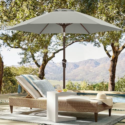 ABCCANOPY 230cm Sonnenschirm im Freien Wasserabweisende Bespannung -Gartenschirm Marktschirm,hellgrau von ABCCANOPY