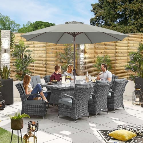 ABCCANOPY Sonnenschirm 270 cm, Strandschirm, Beidseitig um 30° knickbar, UPF 50+, Wasser- und Winddicht, Stabil, für Terrasse, Balkon, Markt... Hellgrau von ABCCANOPY