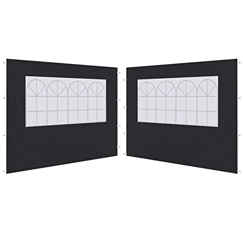 ABCCANOPY 2X Seitenwand/Seitenteile mit Fenster für 3x3m pavillon,3x6m pavillon,partyzelt,festzelt|Wasserabweisend, Schwarz von ABCCANOPY