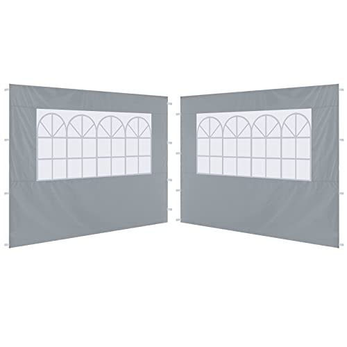 ABCCANOPY 2X Seitenwand/Seitenteile mit Fenster für 3x3m pavillon,3x6m pavillon,partyzelt,festzelt|Wasserabweisend,Grau von ABCCANOPY