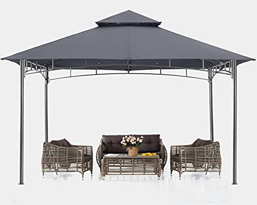 ABCCANOPY 3.35x3.35m Patio Pavillon für Patios Doppeldachweichdach Garten Hinterhof-Pavillon für Schatten und Regen，Darkgrau Dunkelgrau von ABCCANOPY
