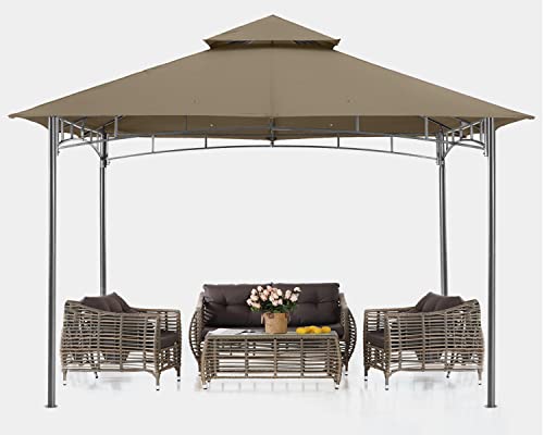 ABCCANOPY 3.35x3.35m Patio Pavillon für Patios Doppeldachweichdach Garten Hinterhof-Pavillon für Schatten und Regen，Khaki von ABCCANOPY