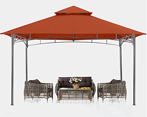 ABCCANOPY 3.35x3.35m Patio Pavillon für Patios Doppeldachweichdach Garten Hinterhof-Pavillon für Schatten und Regen，Rost rot von ABCCANOPY