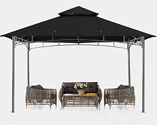 ABCCANOPY 3.35x3.35m Patio Pavillon für Patios Doppeldachweichdach Garten Hinterhof-Pavillon für Schatten und Regen，Schwarz von ABCCANOPY