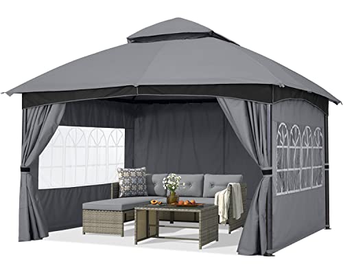 ABCCANOPY 3x3m High-End GartenPavillon Winterfest mit 4 Seitenteile und Fenster, für Outdoor, Party, Hochzeit,Grau von ABCCANOPY