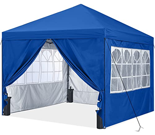 ABCCANOPY 3x3m Pop-Up-Überdachungszelt, geschlossener Sofortüberdachungsschutz mit Seitenwand-Kirchenfenster mit Reißverschluss, wasserdichtes Außenzelt,blau von ABCCANOPY