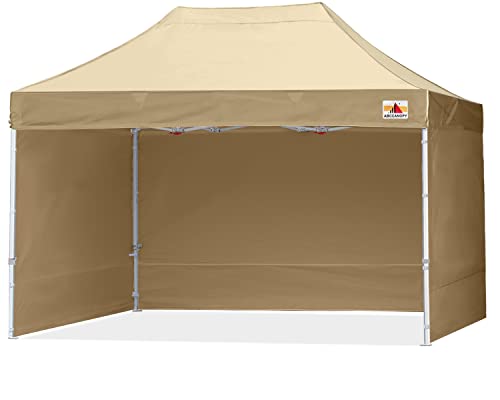 ABCCANOPY 3x4.5m Pavillon wasserdicht Pop-Up Gartenpavillon Festival Sonnenschutz mit 4 Seitenteilen+Handtasche,Beige von ABCCANOPY