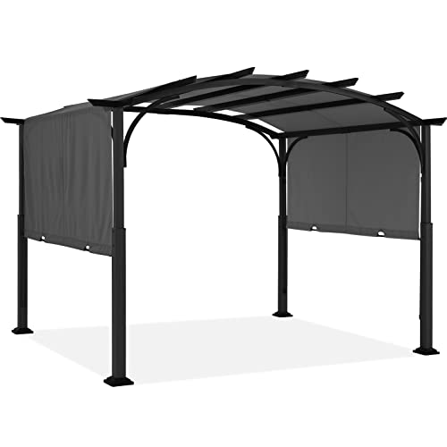 ABCCANOPY Pavillon Pergola 3x3m, gewölbter Gartenpavillon mit einziehbarem Sonnenschutz Überdachung,Dunkelgrau von ABCCANOPY